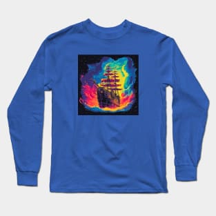 Space Pirates, Intergalactic Adventure to the Neon Cosmos Long Sleeve T-Shirt